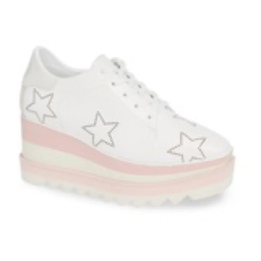 Stella McCartney White and Pink Star Platforms